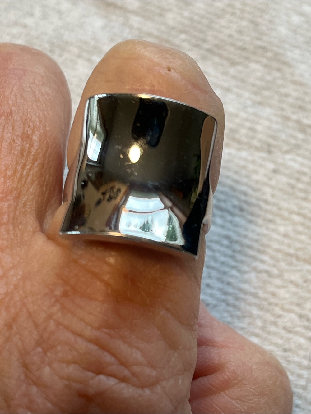 Unique Stainless Steel Geometric Concave Ring